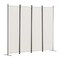 White Polyester Fabric Carbon Steel 4-Panel Room Divider Screen Foldable